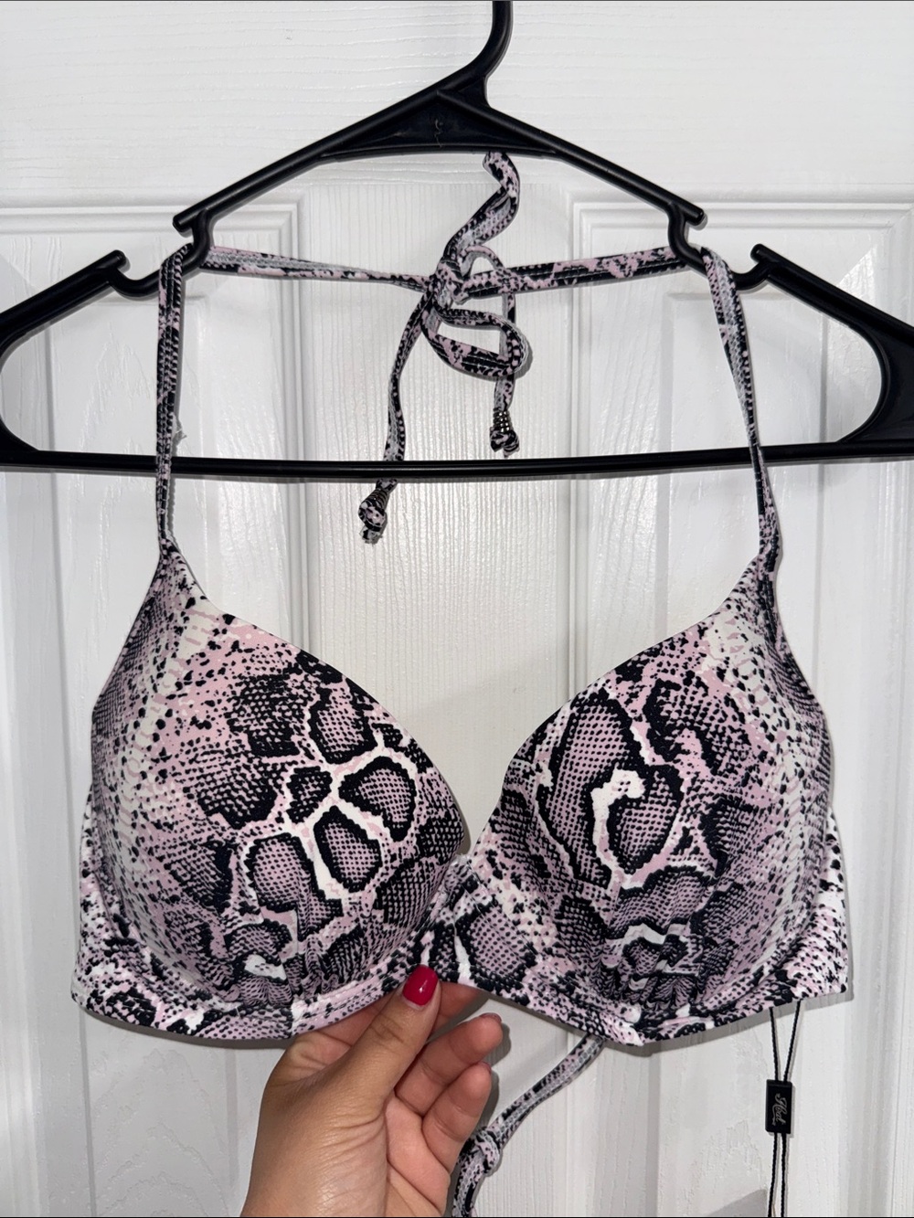 Purple/Pink Snake Print Halter Bikini Top